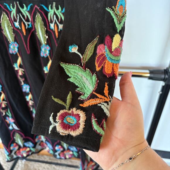 Zara Knit Beaded Embroidered Dress Boho Floral Wedding Guest Whimsygoth Small - Picture 7 of 15